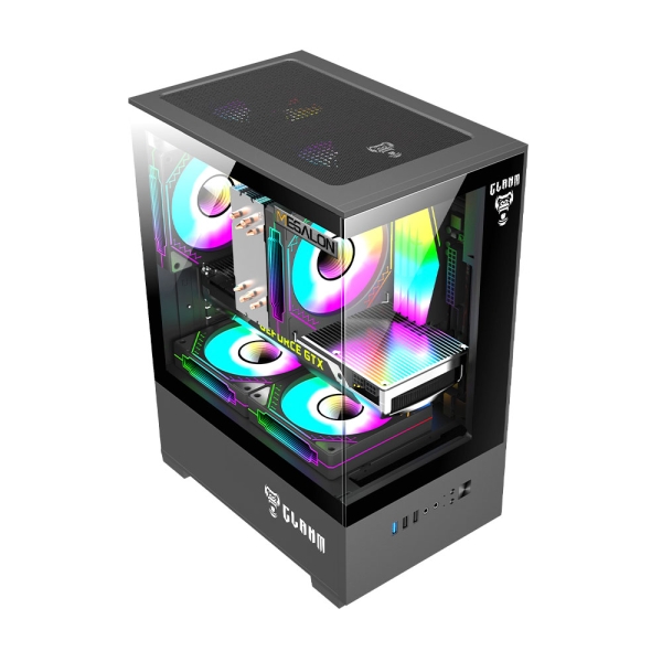 gabinete gamer com vidro frontal e lateral rgb