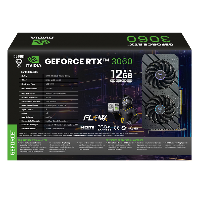 GPU NVIDIA GEFORCE RTX3060 – 12GB DDR6 – 192BIT – CLANM - Imagem 3