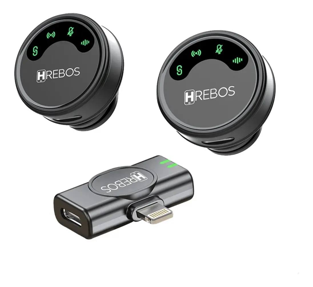 MICROFONE LAPELA SEM FIO PROFISSIONAL DUPLO HREBOS AIRMIC IF-1000I LIGHT – 2 MICROFONES - PLUG AND PLAY - ÁUDIO HD - Imagem 2