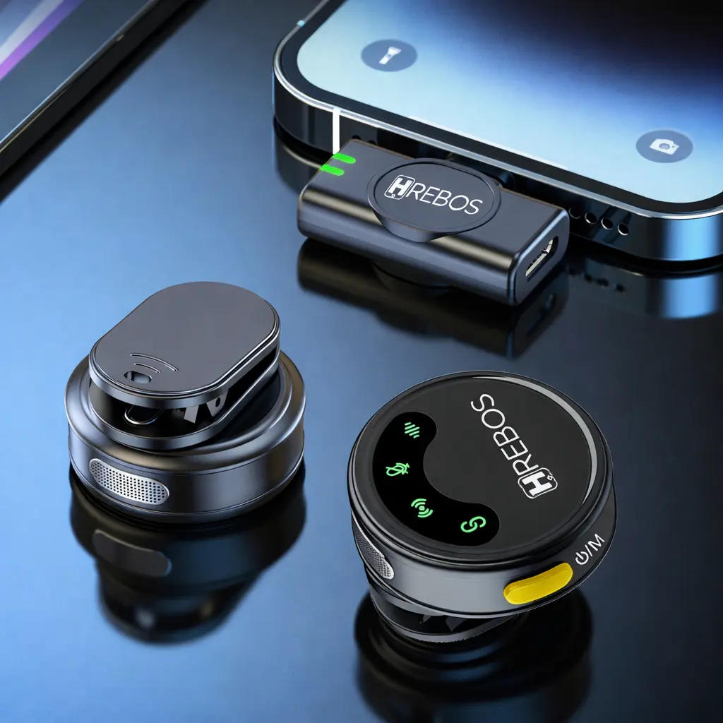 MICROFONE LAPELA SEM FIO PROFISSIONAL DUPLO HREBOS AIRMIC IF-1000I LIGHT – 2 MICROFONES - PLUG AND PLAY - ÁUDIO HD - Imagem 3