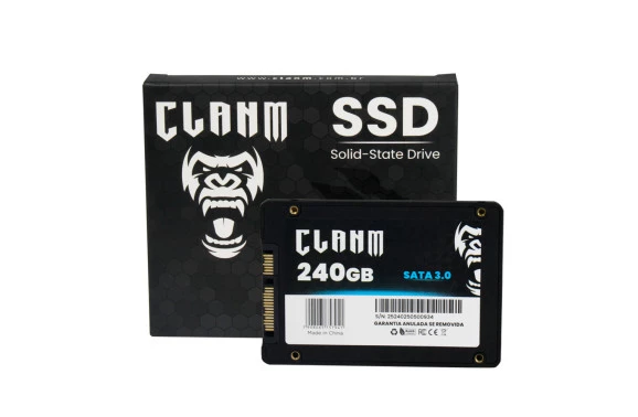 SSD CLANM, 240GB, SATA III, 2.5", Leitura: 520MB/s, Gravação: 500MB/s, Preto